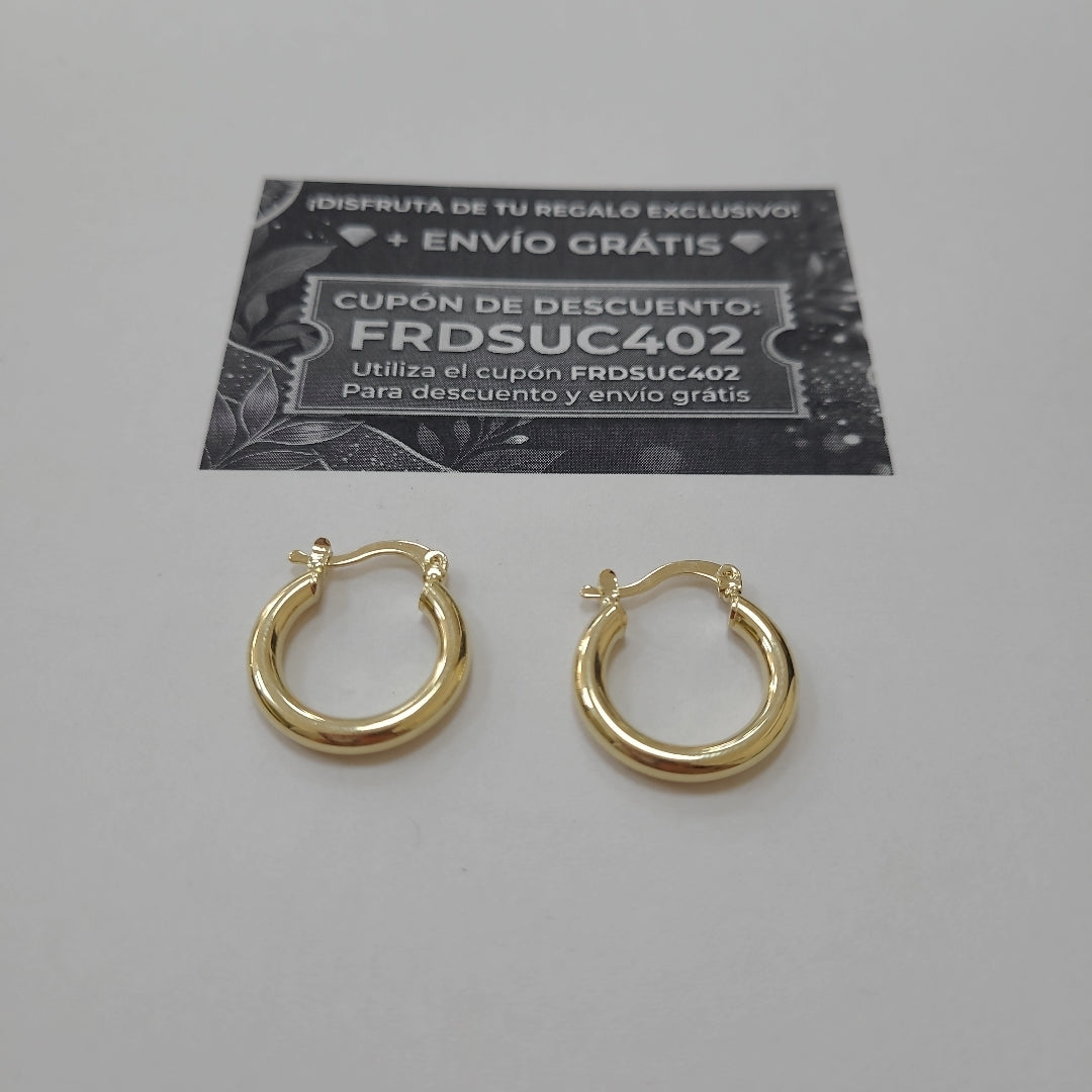 ARETES TEJIDO ARRACADAS LISAS 14K 1.6 GR (NUEVO)
