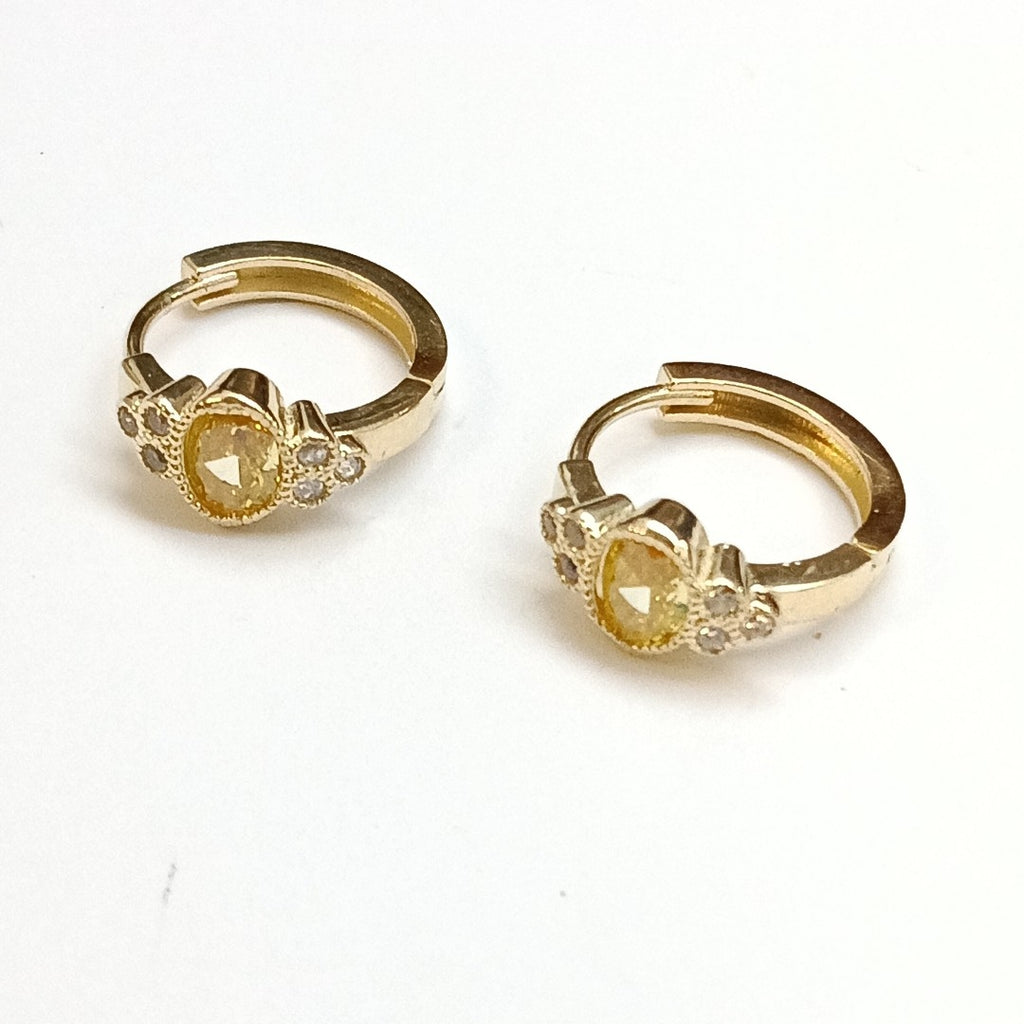 ARETES ARRACADAS CON CIRCONIAS Y PDRAS COL 14K 3.3 GR (NUEVO)