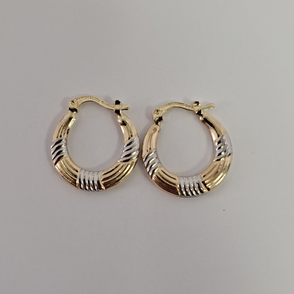 ARETES TEJIDO ARRACADAS COMBINADAS HUECAS 14K 2 GR (NUEVO)