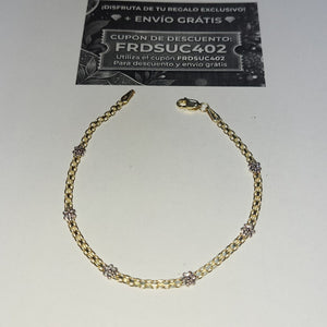 PULSERA ESPECIAL C FLORES 14K 18 CM 3 GR (NUEVO)