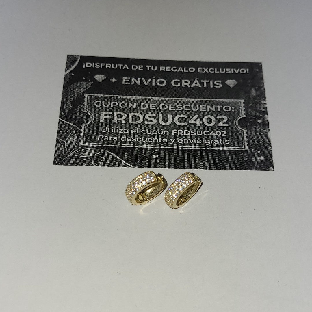 ARETES HUGGIE CON CIRCONIAS 14K 2 GR (NUEVO)