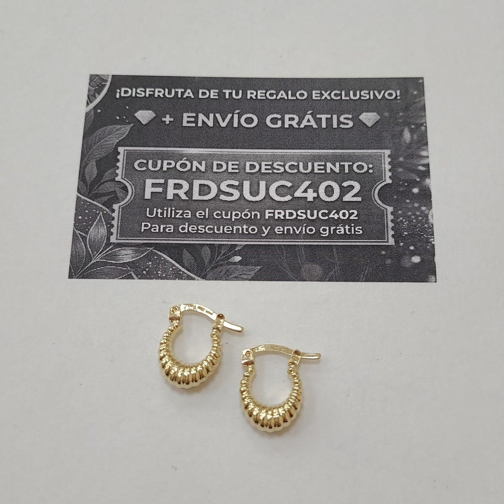ARETES ARRACADA ESTRIADAS 14K 1.1 GR (NUEVO)