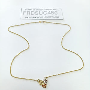 CADENA TEJIDO GARGANTILLA ESPECIAL C FLORES 14K 45 CM 3 GR (NUEVO)