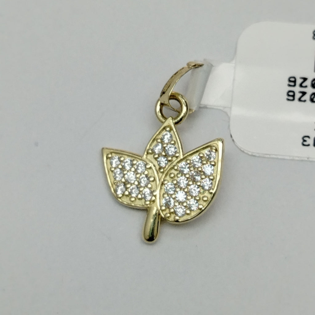 DIJE TEJIDO HOJAS CON CIRCONIAS 14K 0.9 GR (NUEVO)