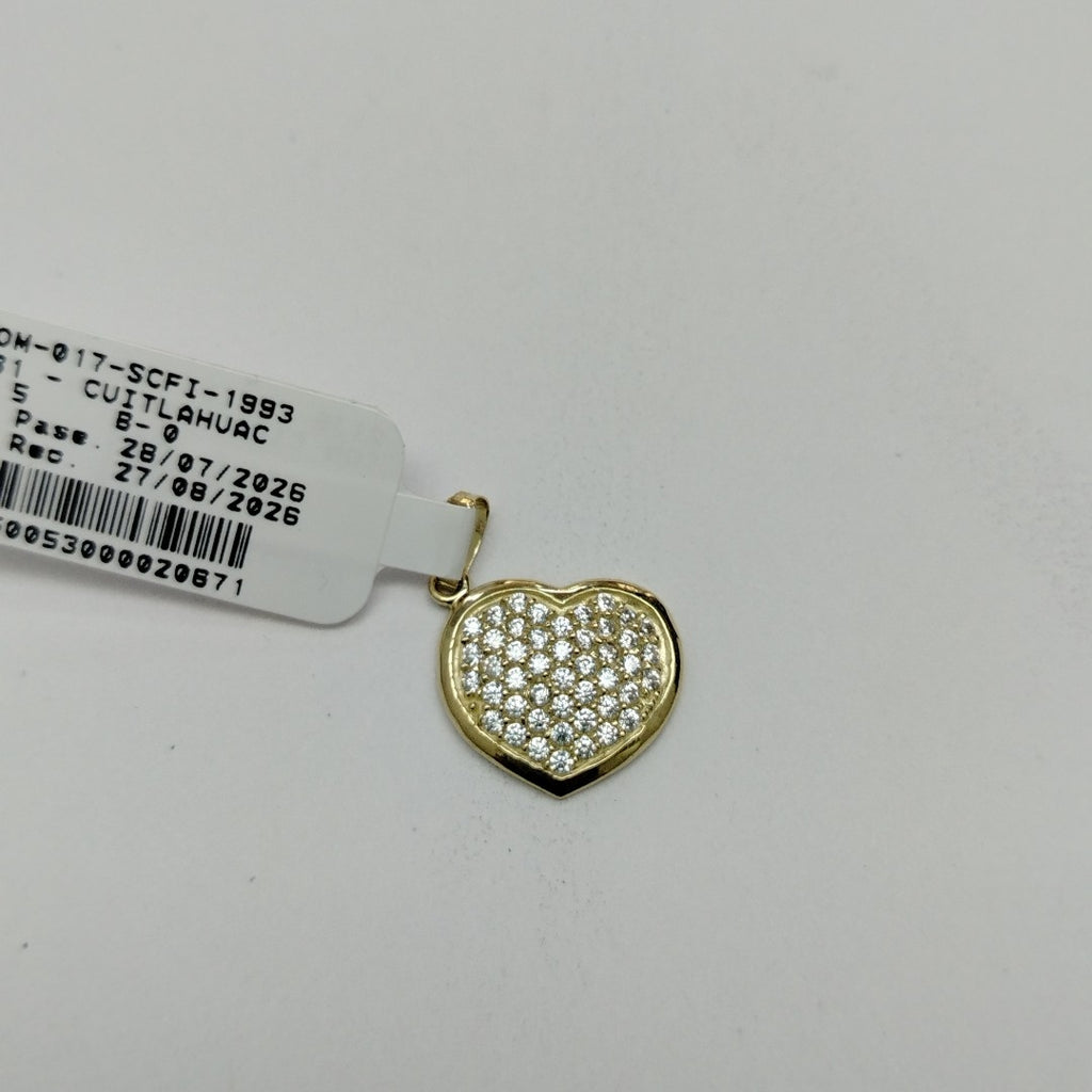 DIJE TEJIDO CORAZON CON CIRCONIAS 14K 1.8 GR (NUEVO)