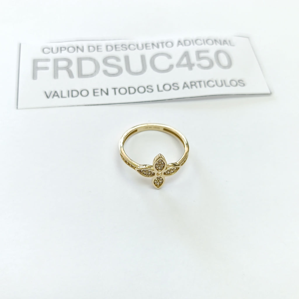 ANILLO ANILLITO FLOR C CIRCONIAS 14K 7 TALLA 1.9 GR (NUEVO)