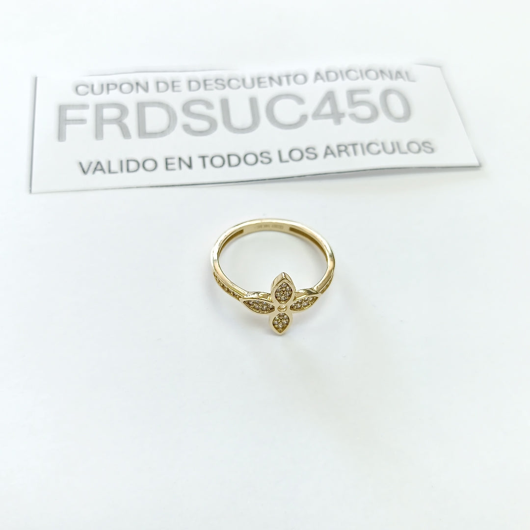 ANILLO ANILLITO FLOR C CIRCONIAS 14K 7 TALLA 1.9 GR (NUEVO)