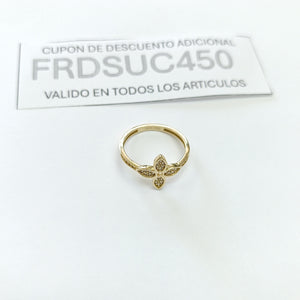ANILLO ANILLITO FLOR C CIRCONIAS 14K 7 TALLA 1.9 GR (NUEVO)