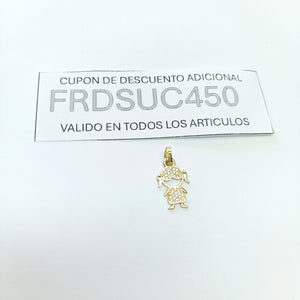 DIJE TEJIDO NIÑA CON CIRCONIAS 14K 0.9 GR (NUEVO)