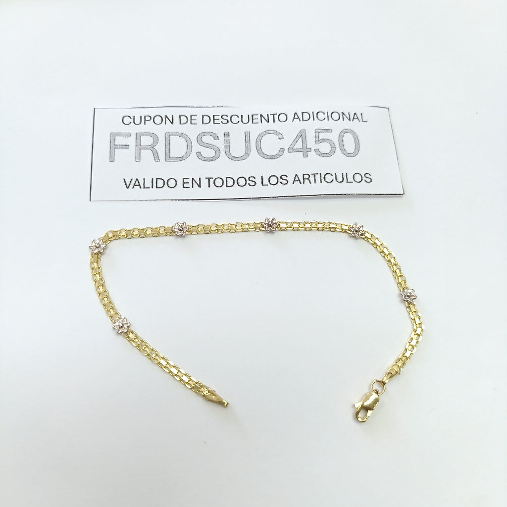 PULSERA ESPECIAL C FLORES 14K 18 CM 3 GR (NUEVO)