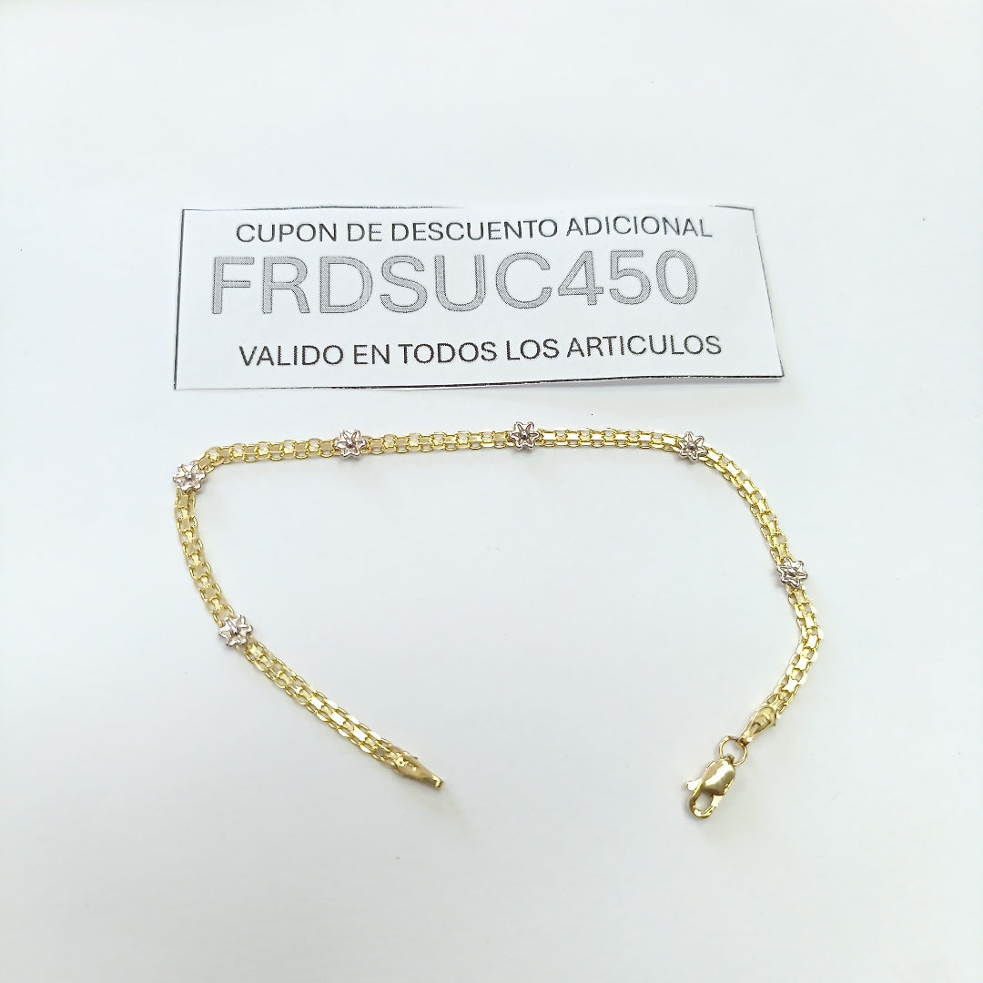 PULSERA ESPECIAL C FLORES 14K 18 CM 3 GR (NUEVO)