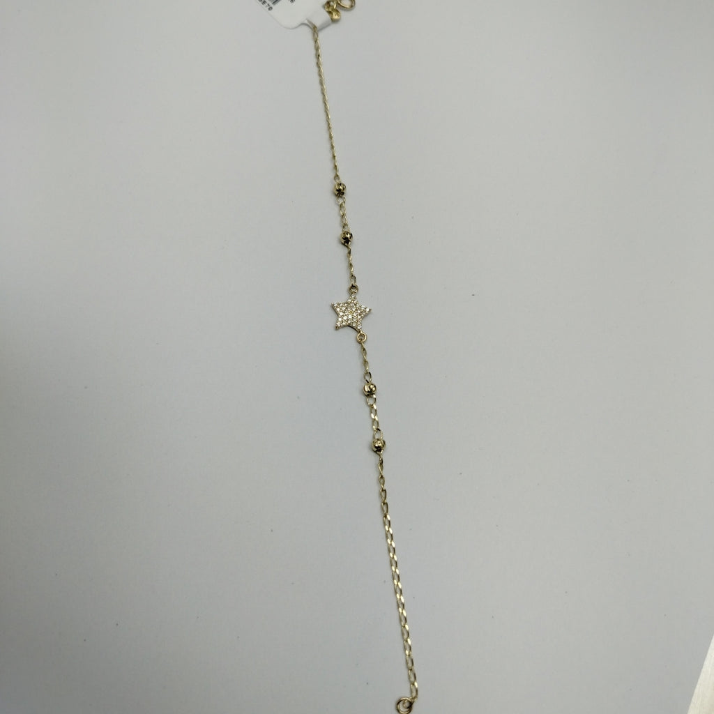 PULSERA ESPECIAL CON ESTRELLA Y CIRCONIAS 14K 18 CM 1.4 GR (NUEVO)
