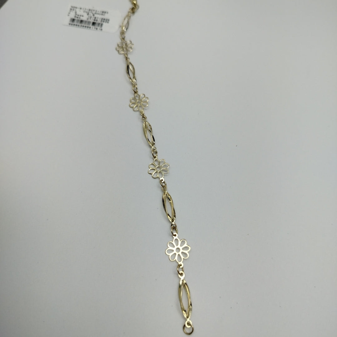 PULSERA ESPECIAL CON FLORES 14K 18 CM 2.8 GR (NUEVO)