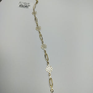 PULSERA ESPECIAL CON FLORES 14K 18 CM 2.8 GR (NUEVO)