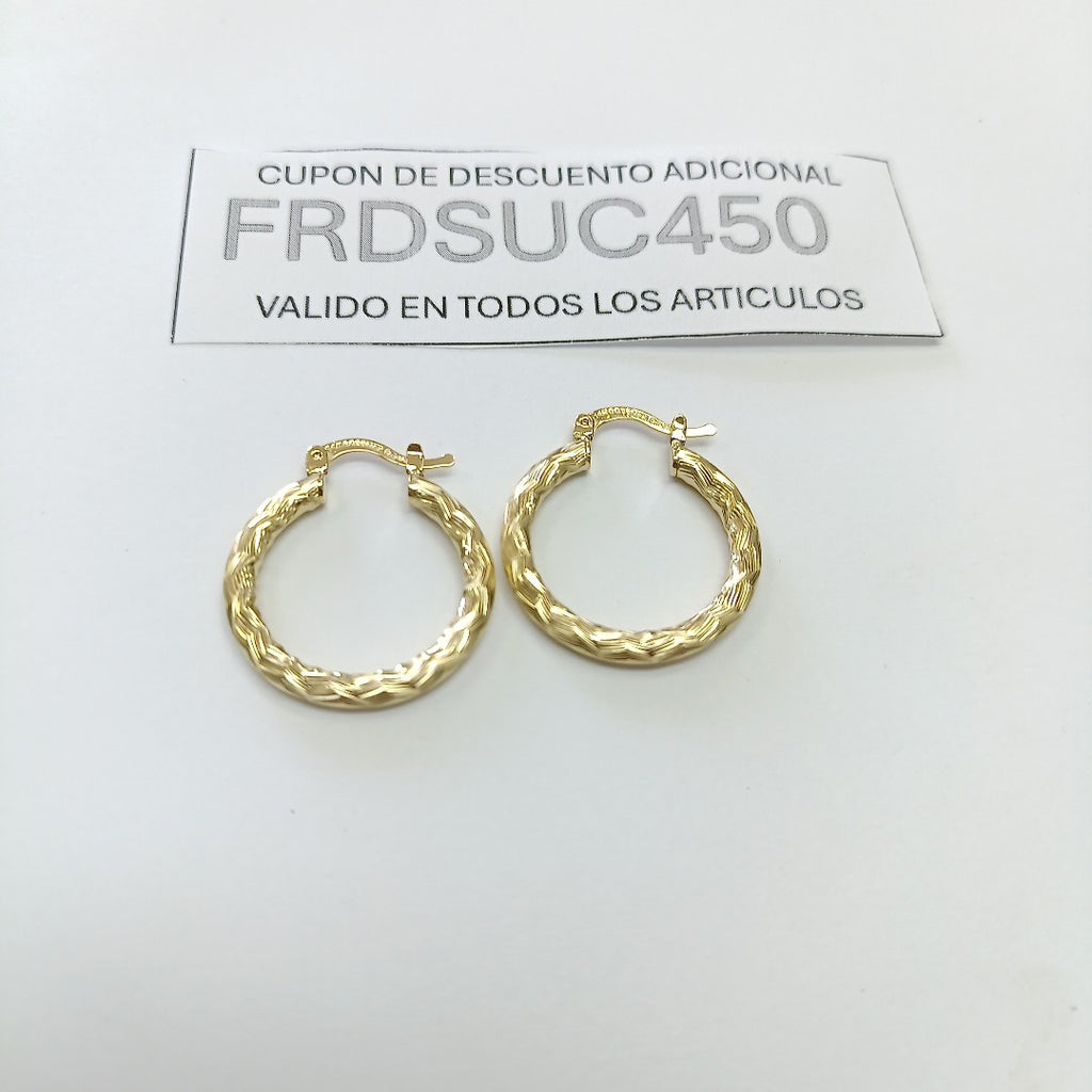 ARETES TEJIDO ARRACADA LABRADA 14K 2.8 GR (NUEVO)