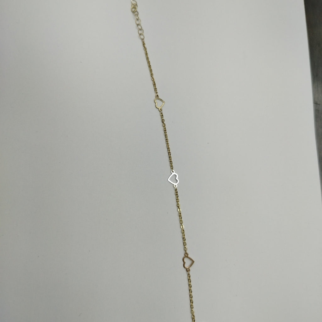 PULSERA ESPECIAL CON CORAZONES 10K 18 CM 1.3 GR (NUEVO)
