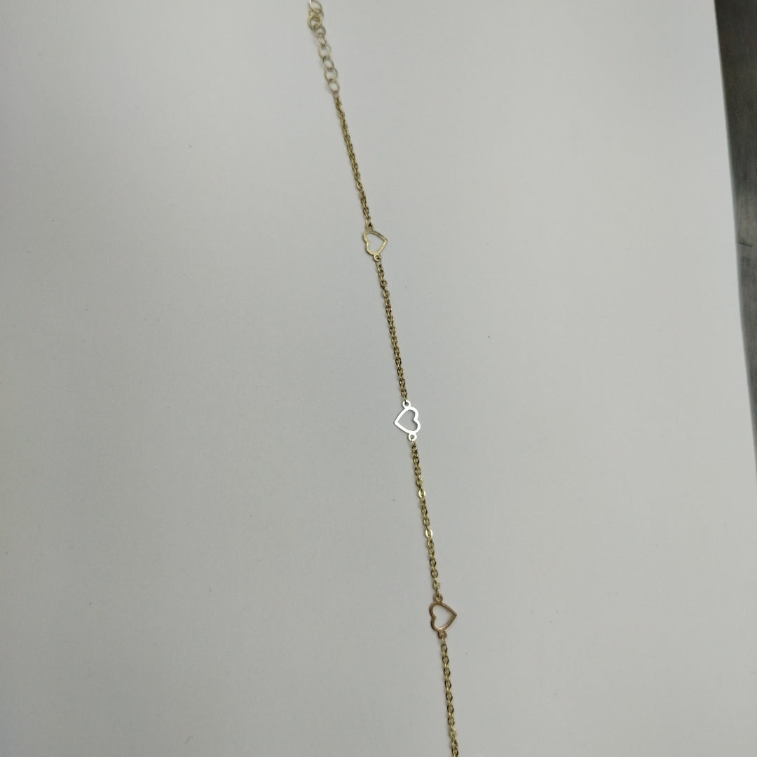 PULSERA ESPECIAL CON CORAZONES 10K 18 CM 1.3 GR (NUEVO)