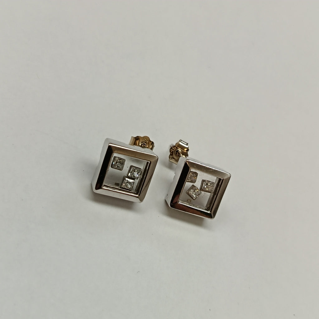 BROQUELES PAR ORO BLANCO 14 K 5,80 GRMS (SEMINUEVO)