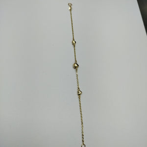 PULSERA TEJIDO ESPECIAL CON CORAZONES 14K 18 CM 1.6 GR (NUEVO)