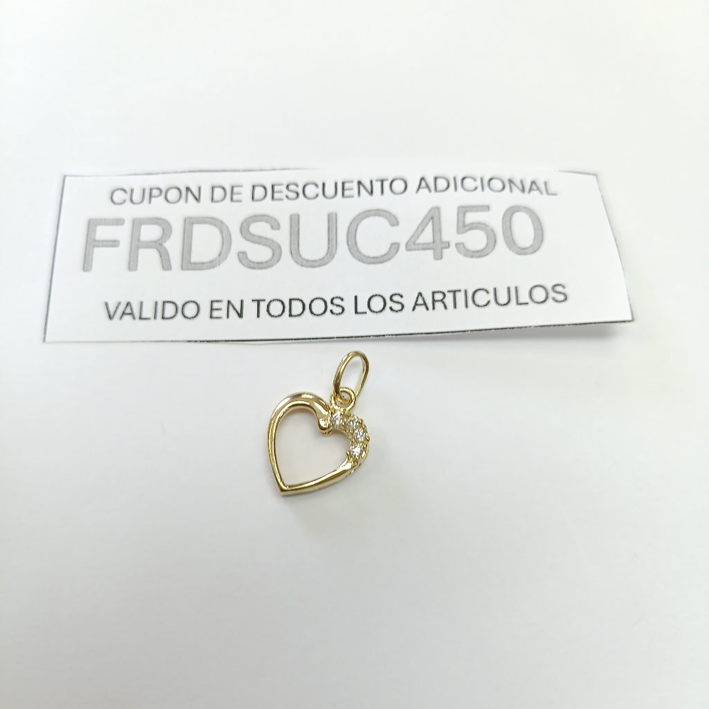 DIJE CORAZON CON CIRCONIAS 14K 1.3 GR (NUEVO)