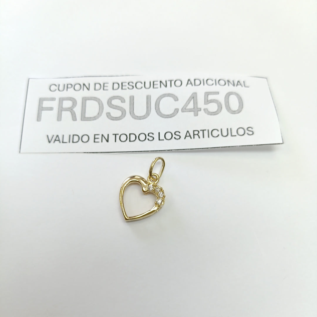 DIJE CORAZON CON CIRCONIAS 14K 1.3 GR (NUEVO)