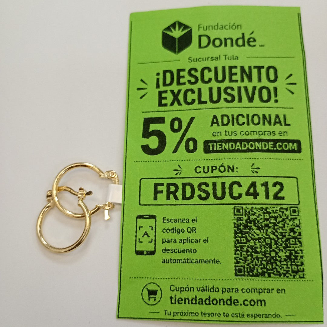 ARETES ARRACADAS ESTRIADAS 14K 1.4 GR (NUEVO)