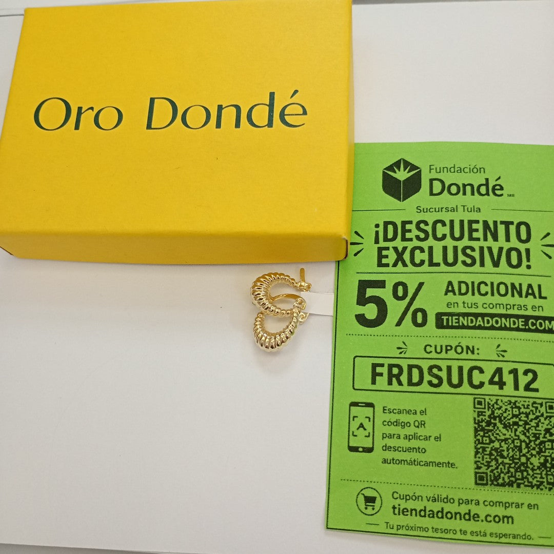 ARETES ARRACADA ESTRIADAS 14K 1 GR (NUEVO)