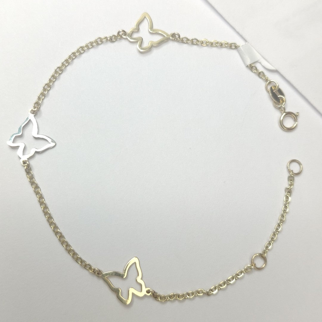 PULSERA ESPECIAL C MARIPOSAS 14K 18 CM 1.7 GR (NUEVO)