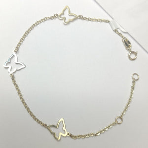 PULSERA ESPECIAL C MARIPOSAS 14K 18 CM 1.7 GR (NUEVO)