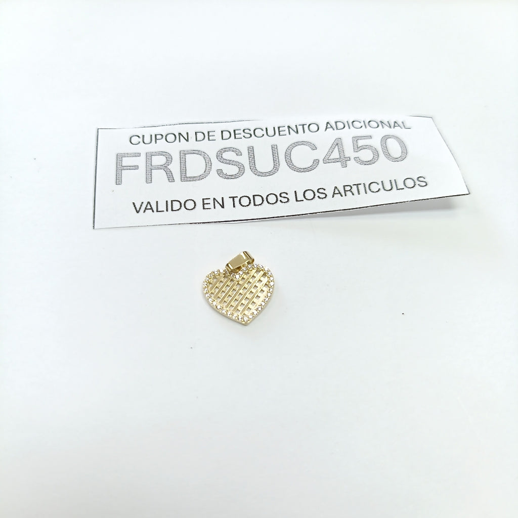 DIJE TEJIDO CORAZON CON CERCO DE CIRCONIAS 14K 1.1 GR (NUEVO)
