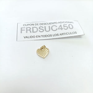 DIJE TEJIDO CORAZON CON CERCO DE CIRCONIAS 14K 1.1 GR (NUEVO)