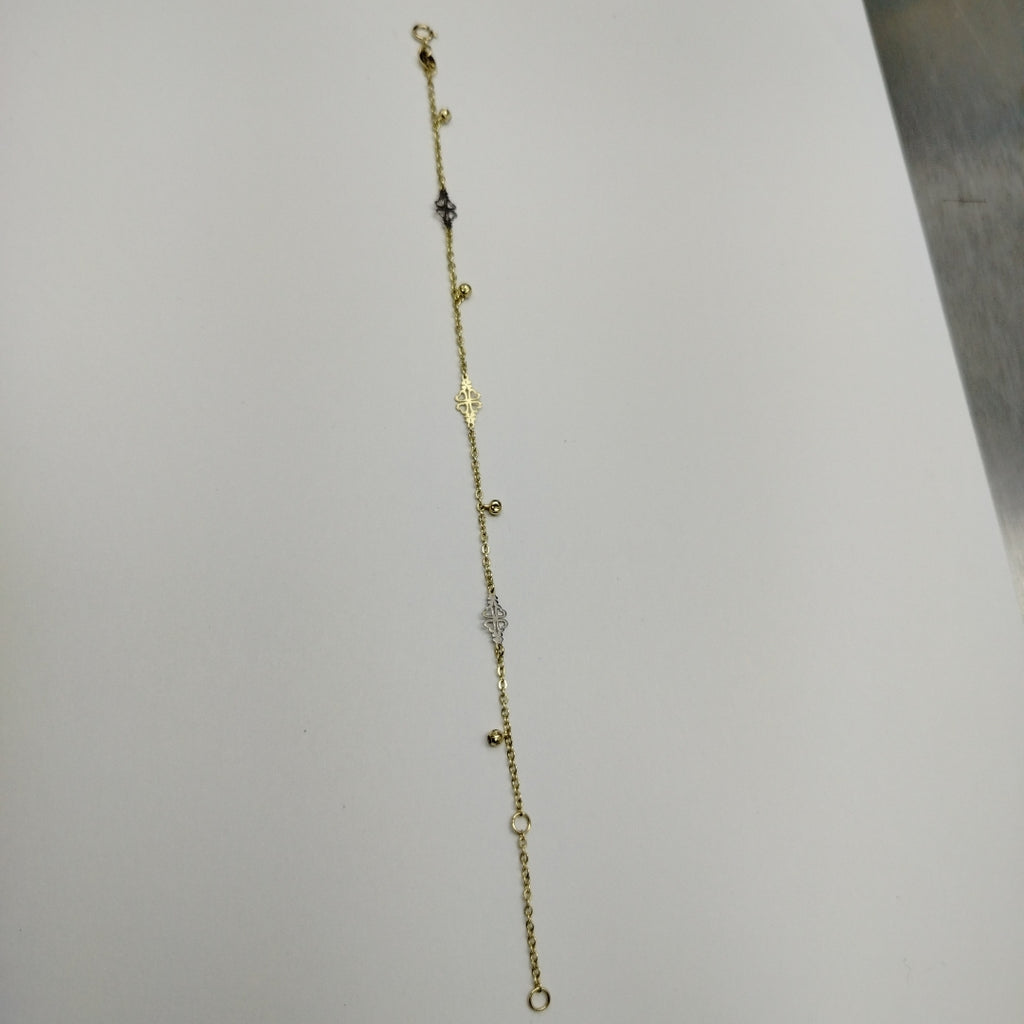 PULSERA ESPECIAL CON TREBOL 14K 18 CM 1.9 GR (NUEVO)