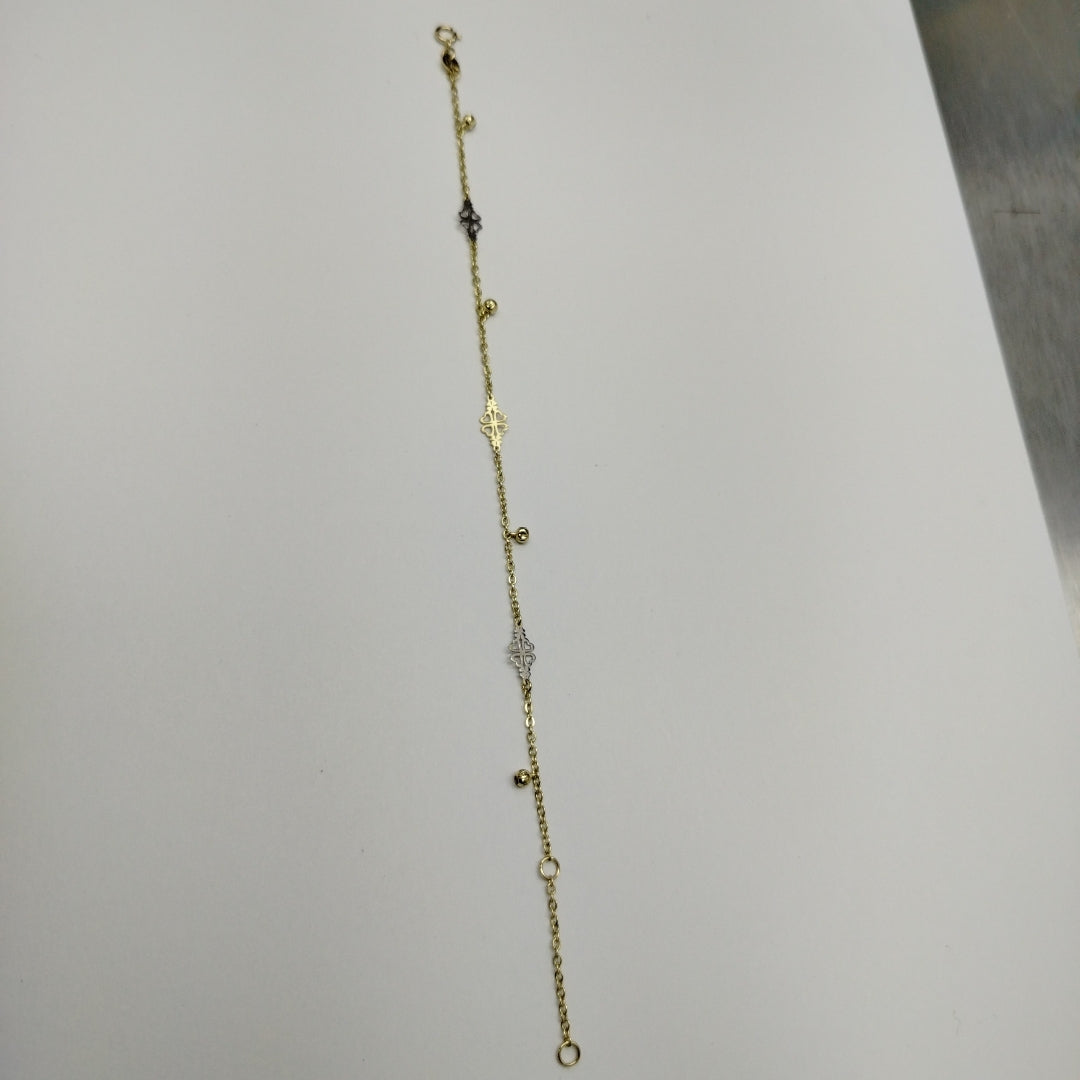 PULSERA ESPECIAL CON TREBOL 14K 18 CM 1.9 GR (NUEVO)