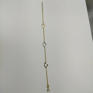 PULSERA ESPECIAL CON CORAZONES CONBINADOS 14K 18 CM 1.7 GR (NUEVO)