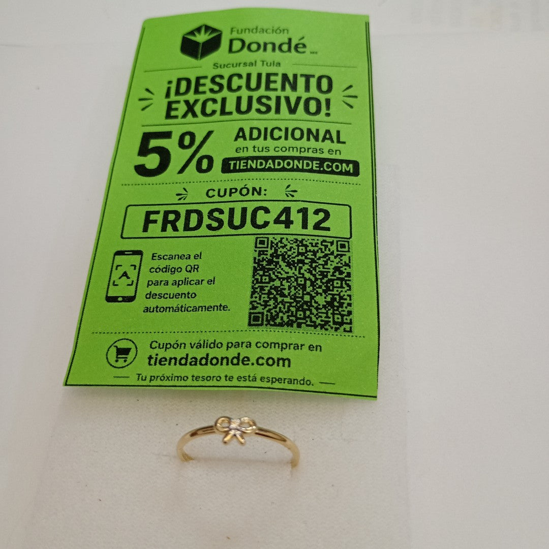 ANILLO ANILLITO FIG MOÑO C CIRCONIAS 14K 7 TALLA 1 GR (NUEVO)