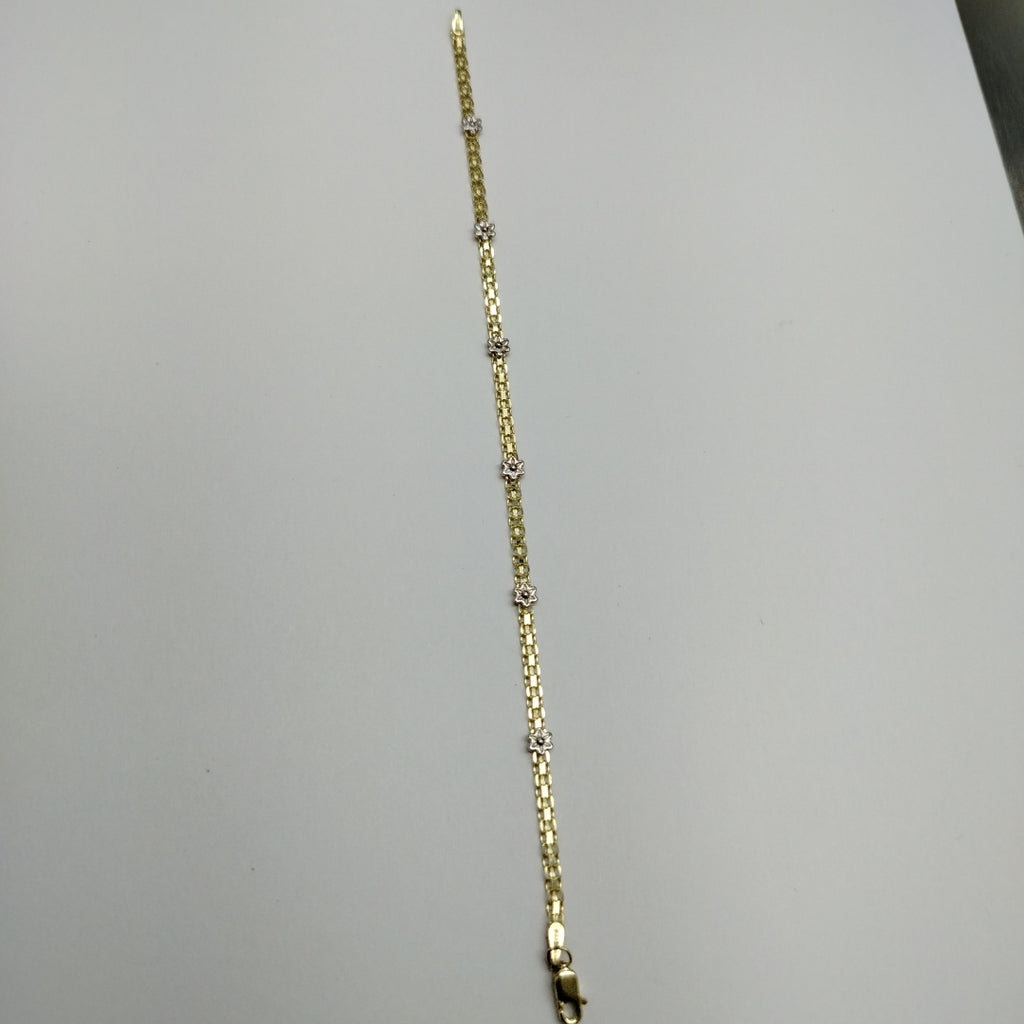 PULSERA ESPECIAL C FLORES 14K 18 CM 3 GR (NUEVO)