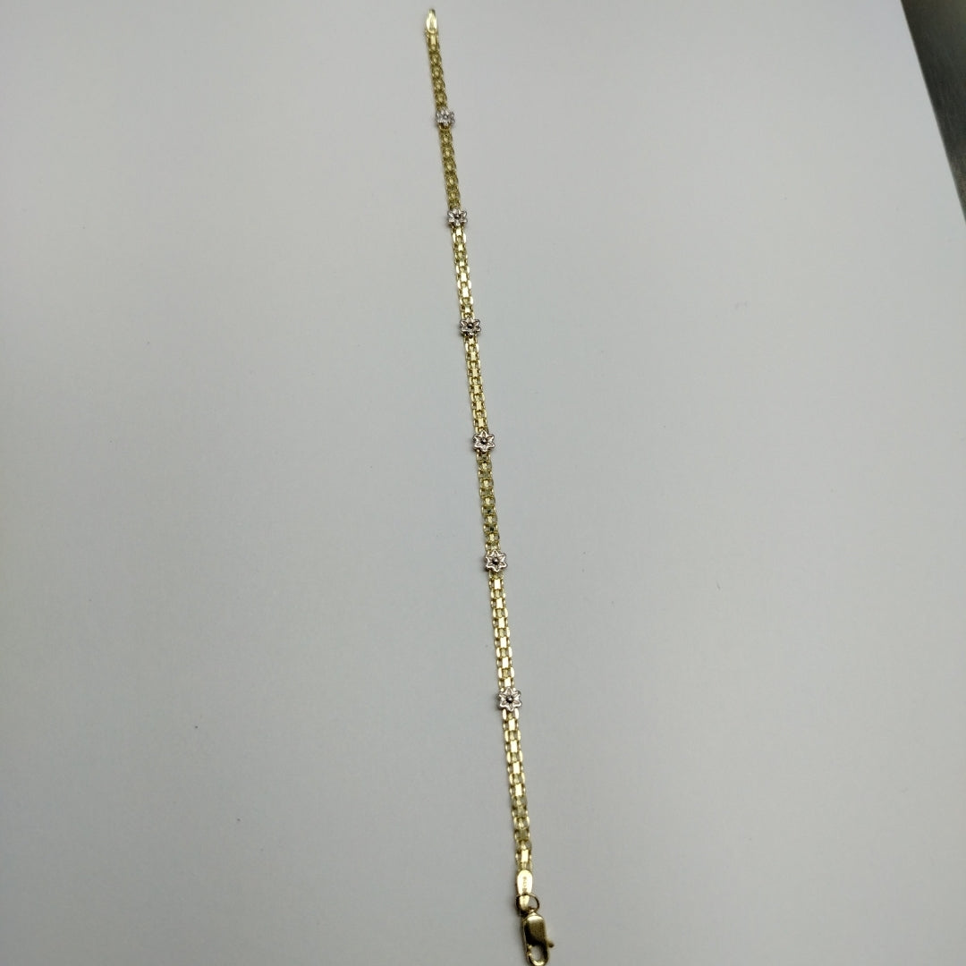 PULSERA ESPECIAL C FLORES 14K 18 CM 3 GR (NUEVO)