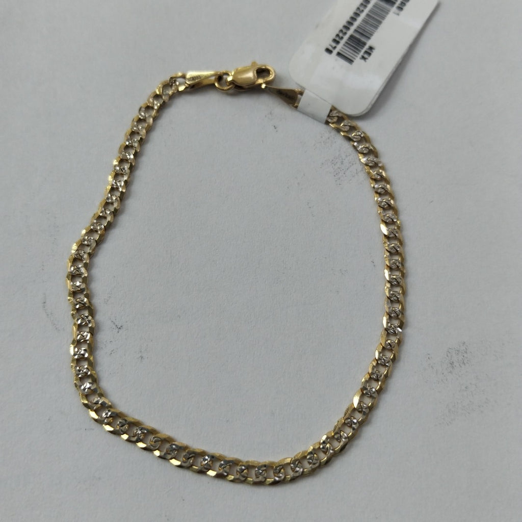 PULSERAS TEJIDO BARBADA DIAMANTADA ORO 14K 18 CM 3.2 GR (NUEVO)