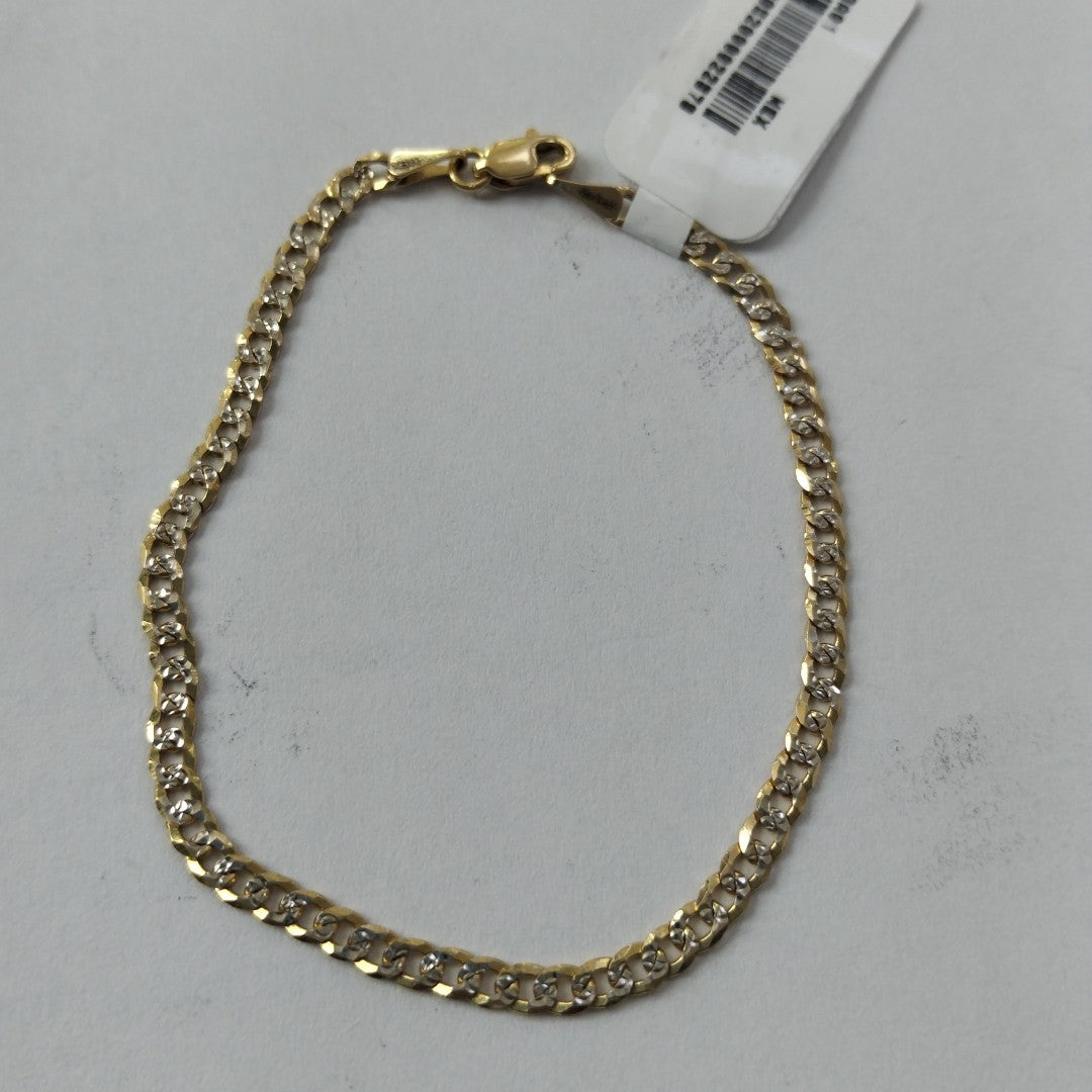 PULSERAS TEJIDO BARBADA DIAMANTADA ORO 14K 18 CM 3.2 GR (NUEVO)