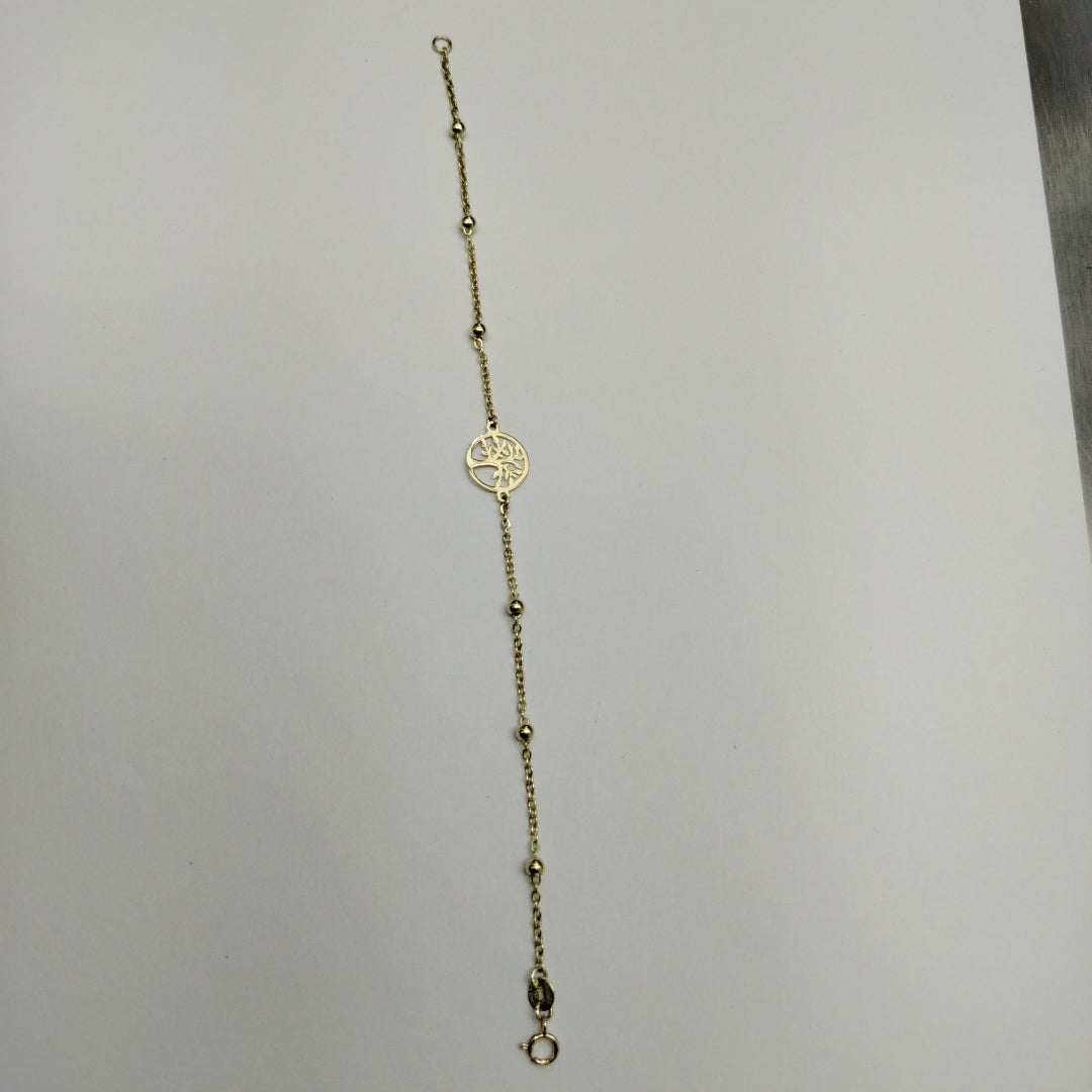 PULSERA TEJIDO ESPECIAL ARBOL 14K 18 CM 1.7 GR (NUEVO)