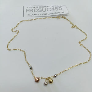 CADENA GARGANTILLA 3X1 CON ESFERAS COMBINADAS 14K 45 CM 3.1 GR (NUEVO)