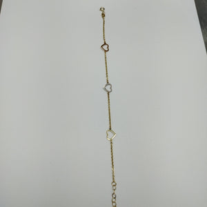 PULSERA ESPECIAL CON CORAZONES CONBINADOS 14K 18 CM 1.6 GR (NUEVO)