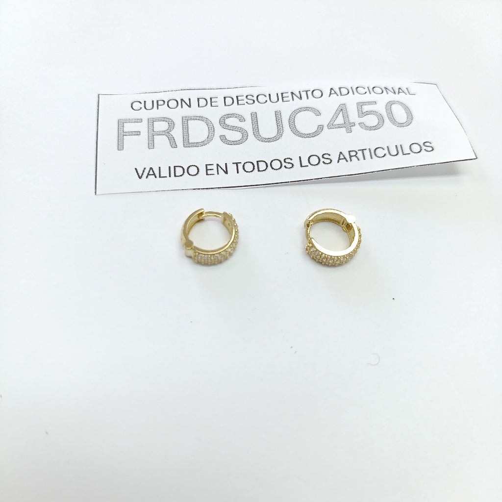 ARETES HUGGIE CON CIRCONIAS 14K 2 GR (NUEVO)