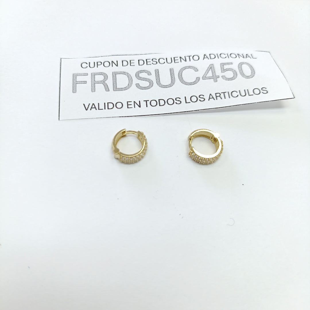 ARETES HUGGIE CON CIRCONIAS 14K 2 GR (NUEVO)