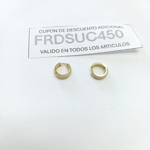 ARETES HUGGIE CON CIRCONIAS 14K 2 GR (NUEVO)