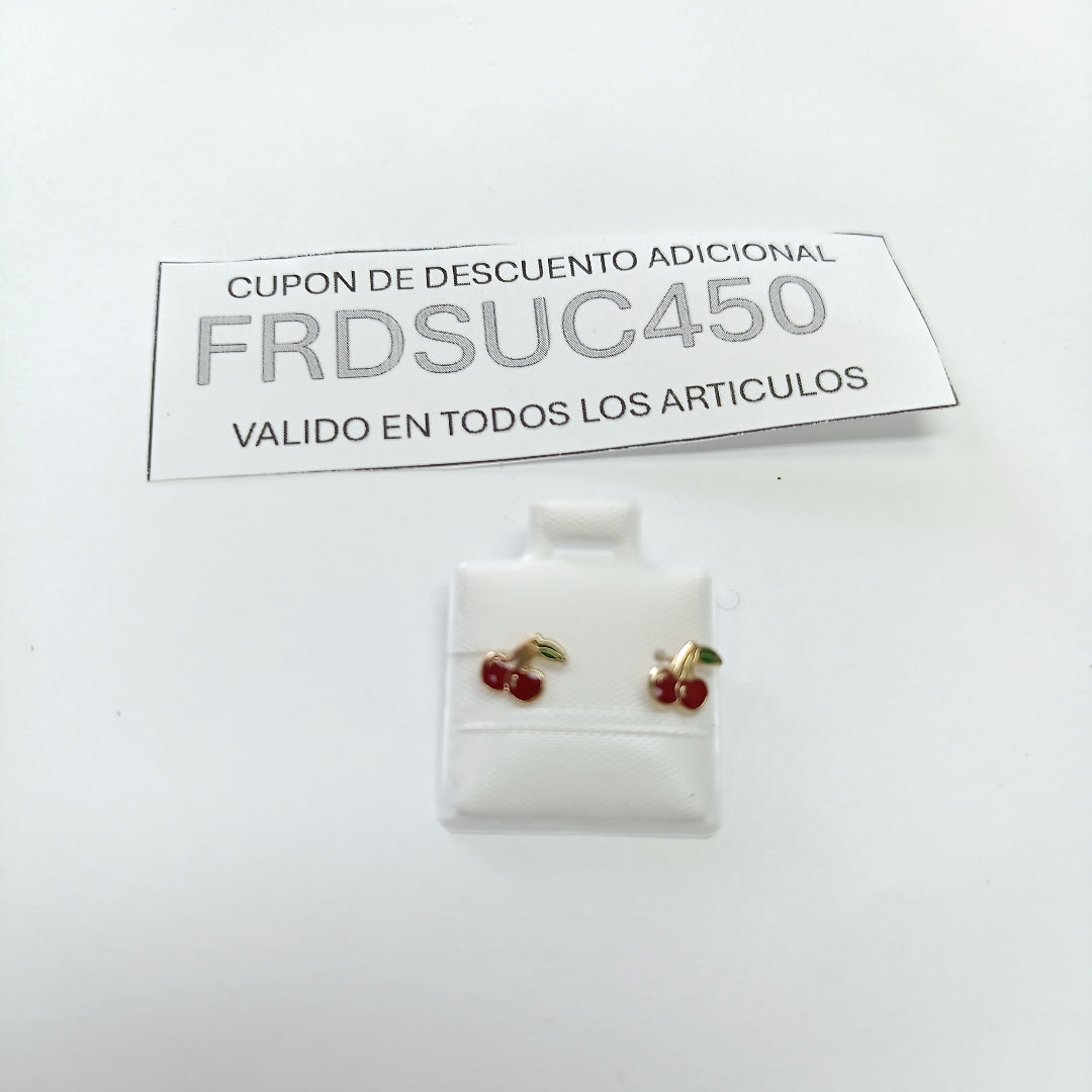 BROQUELES BROQUE FIG CEREZA C ESMALTE 14K 0.2203 GR (NUEVO)