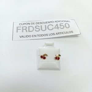 BROQUELES BROQUE FIG CEREZA C ESMALTE 14K 0.2203 GR (NUEVO)
