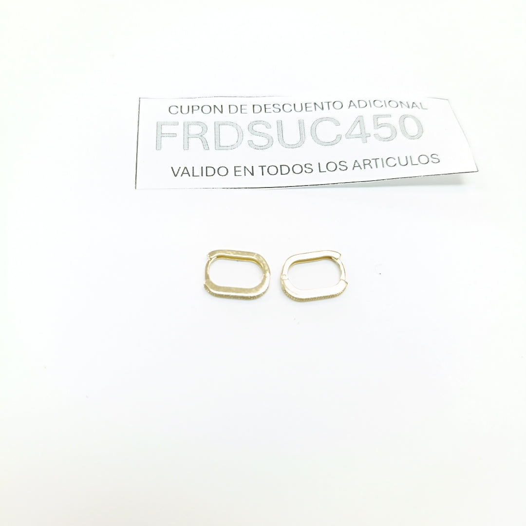 ARETES HUGGIES OVALADA C CIRCONIAS 14K 2.4 GR (NUEVO)