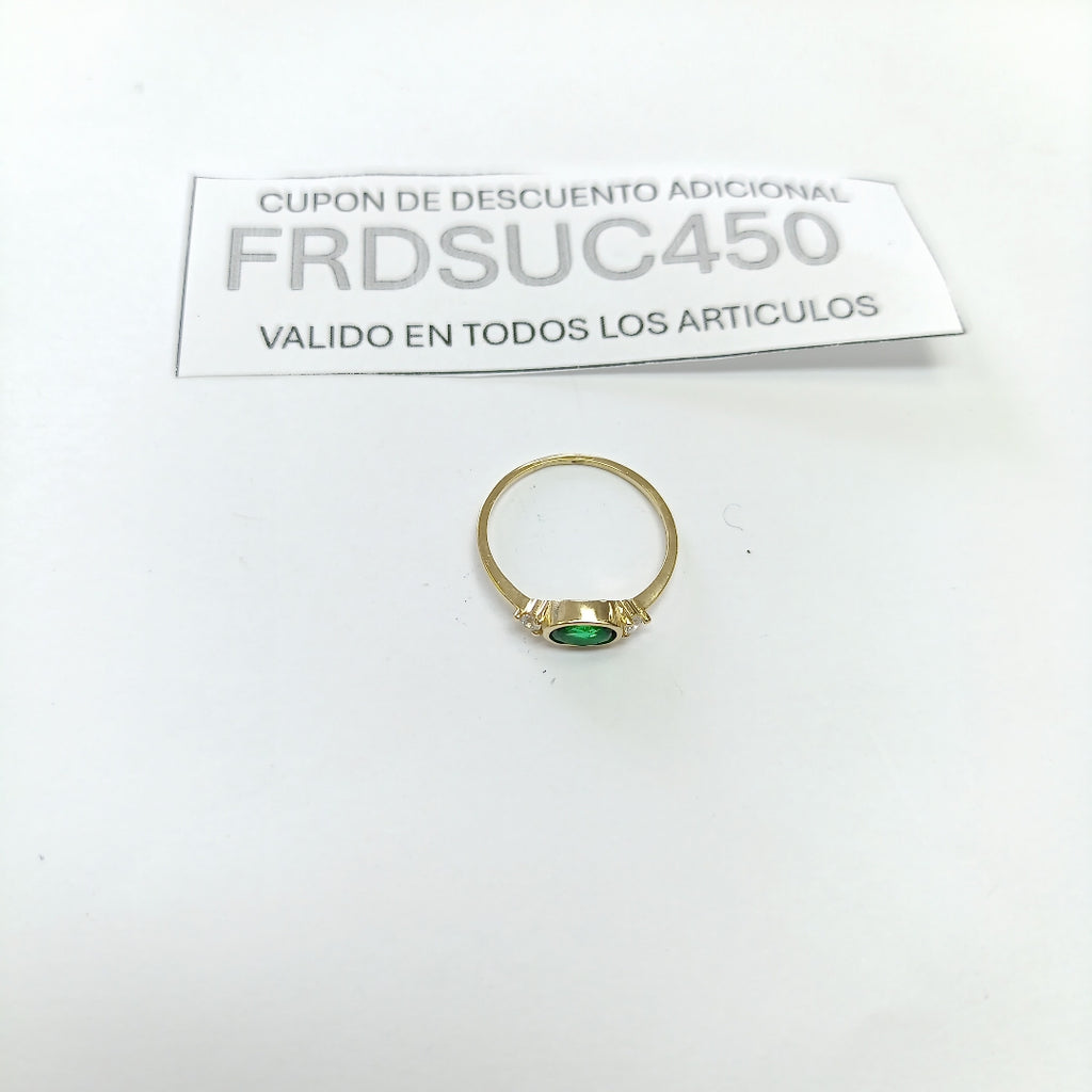 ANILLOS TEJIDO ANILLITO C CIRCONIAS Y PIEDRA VERDE 14K 7 1.1 GR (NUEVO)