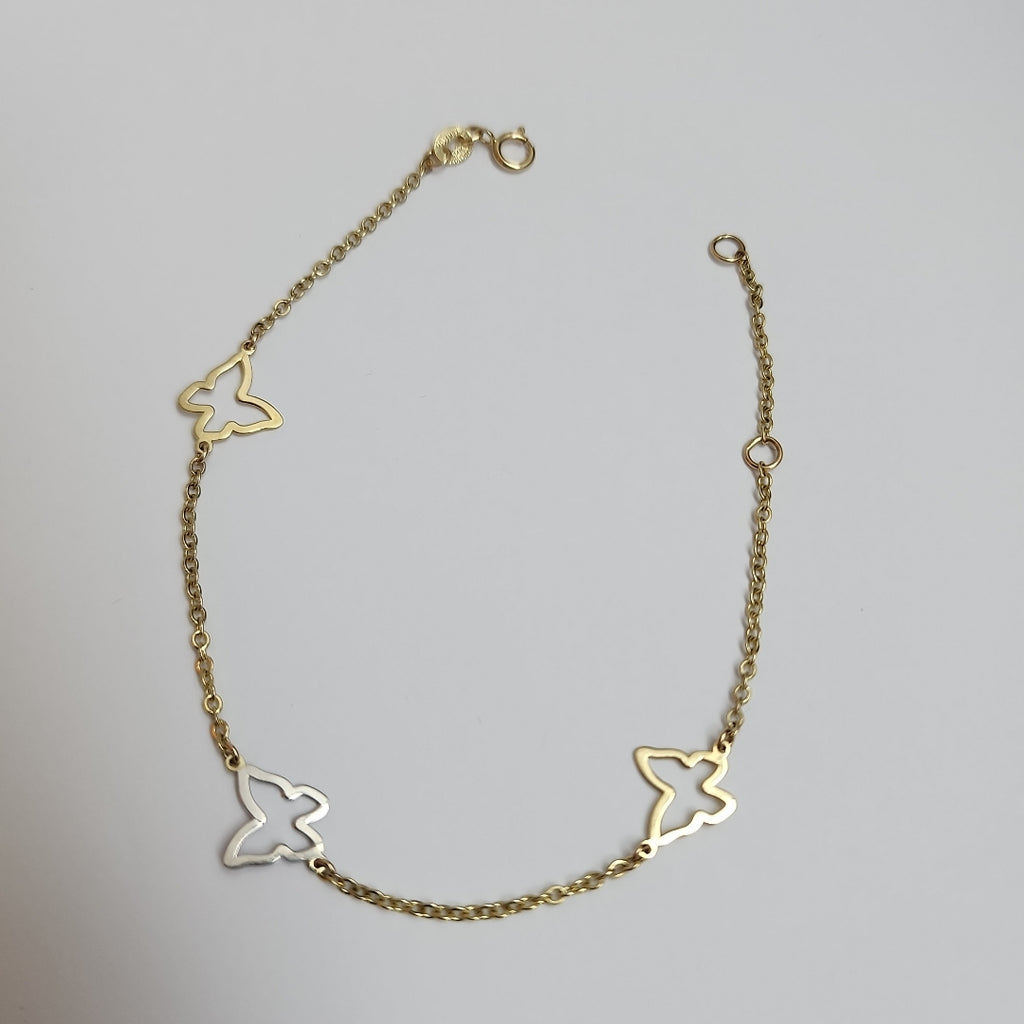 PULSERA ESPECIAL C MARIPOSAS 14K 18 CM 1.7 GR (NUEVO)